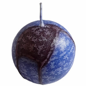 Hand Dipped Candle 2.5" Israel Sphere Ball Tone on Tone Blue Purple Unscented